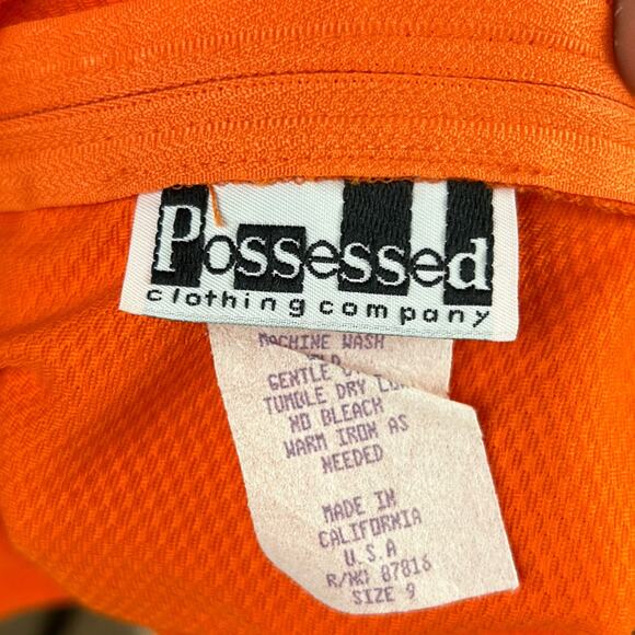 Vintage 1990s Bright Orange Cotton Sleeveless Short Dress / Medium - Picture 4 of 4